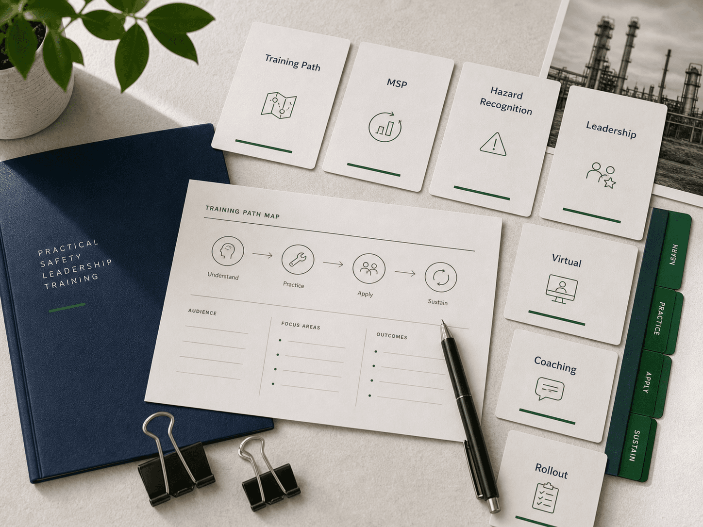 Practical safety leadership training path cards and worksheet